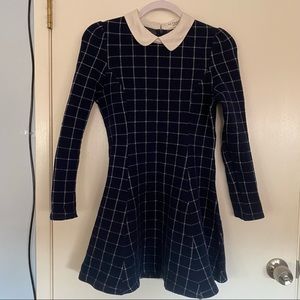 Super cute collared windowpane checkered flair dress